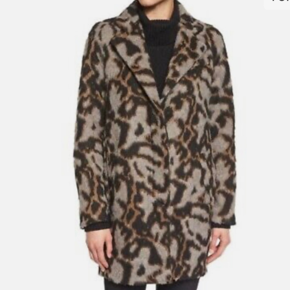 Veronica Beard Camille Jacquard Leopard Button Coat
